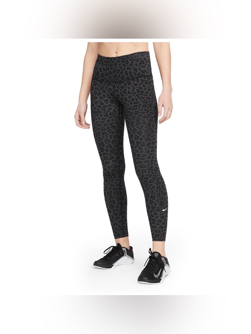 Nike Black and Charcoal Leopard Print High-Waist Leggings